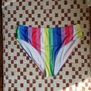 Forever 21 Plus Rainbow Striped Bikini Bottoms 3X
